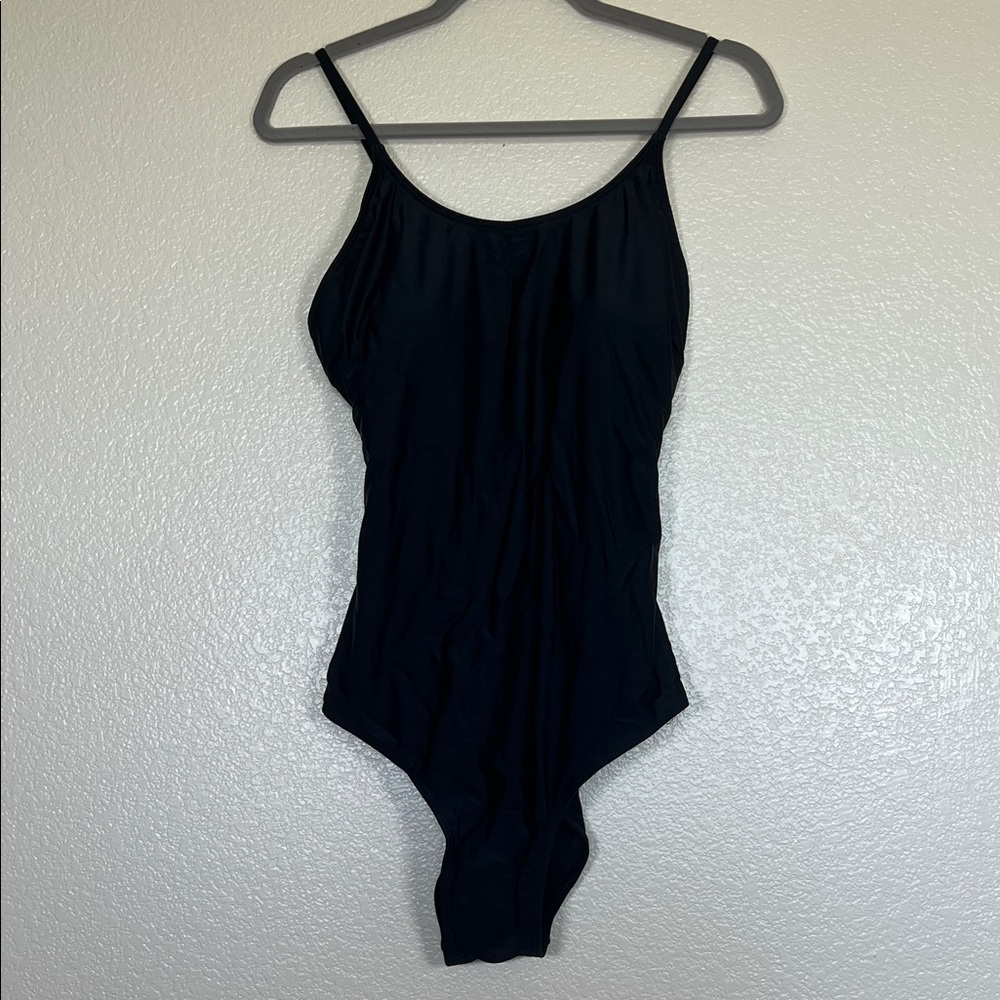 Black cinch back one-piece swimsuit, size XL